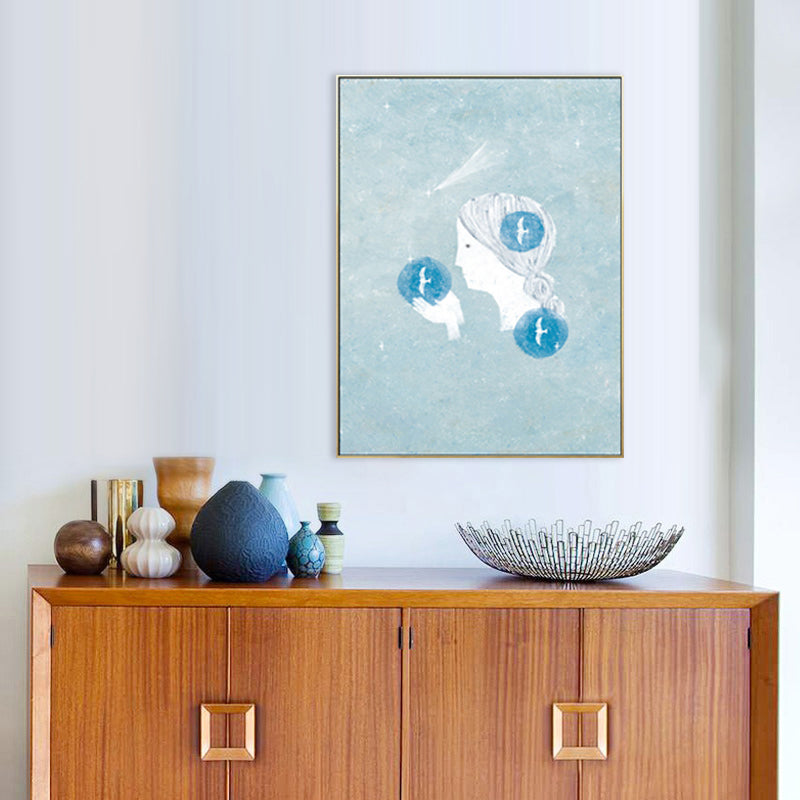 Figure and Animal Drawing Canvas Kids Textured Wall Art in Pastel Color for Room Clearhalo 'Art Gallery' 'Canvas Art' 'Kids' Arts' 1708318