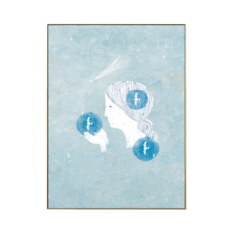 Figure and Animal Drawing Canvas Kids Textured Wall Art in Pastel Color for Room Clearhalo 'Art Gallery' 'Canvas Art' 'Kids' Arts' 1708319