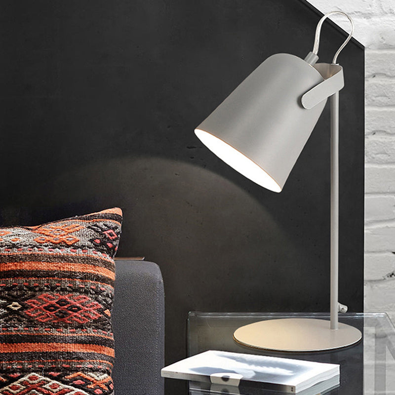 Adjustable Barre Shade Desk Lamp Macaron Style Metallic 1 Light Bedroom Standing Desk Light in Black/Grey Clearhalo 'Lamps' 'Table Lamps' Lighting' 170833