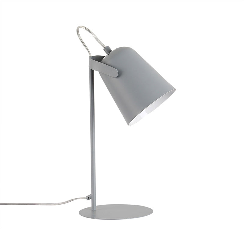 Adjustable Barre Shade Desk Lamp Macaron Style Metallic 1 Light Bedroom Standing Desk Light in Black/Grey Clearhalo 'Lamps' 'Table Lamps' Lighting' 170834