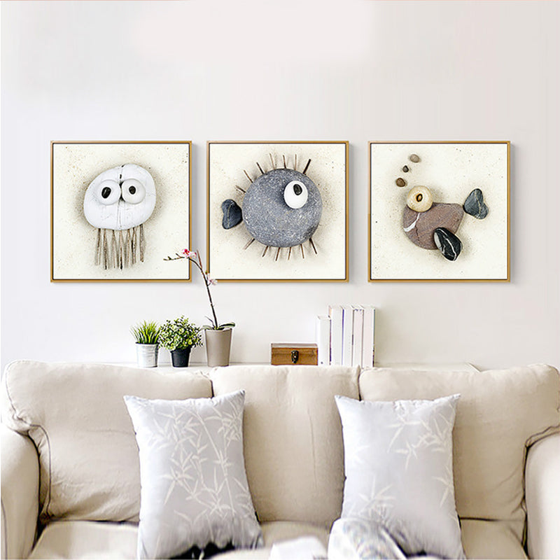 Soft Color Fish Pattern Canvas Textured Wall Print for Kids Bedroom, Multiple Sizes Clearhalo 'Art Gallery' 'Canvas Art' 'Kids' Arts' 1708340