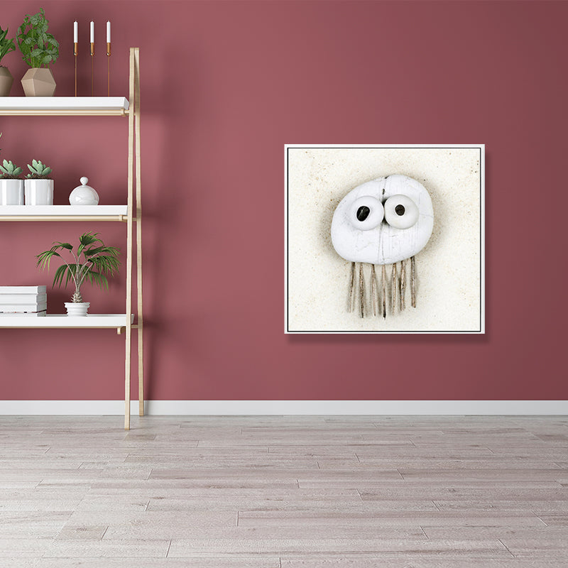 Soft Color Fish Pattern Canvas Textured Wall Print for Kids Bedroom, Multiple Sizes White Clearhalo 'Art Gallery' 'Canvas Art' 'Kids' Arts' 1708341