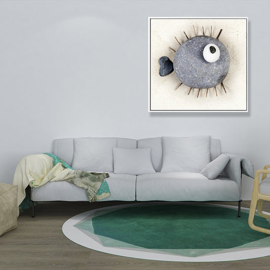 Soft Color Fish Pattern Canvas Textured Wall Print for Kids Bedroom, Multiple Sizes Grey Clearhalo 'Art Gallery' 'Canvas Art' 'Kids' Arts' 1708347
