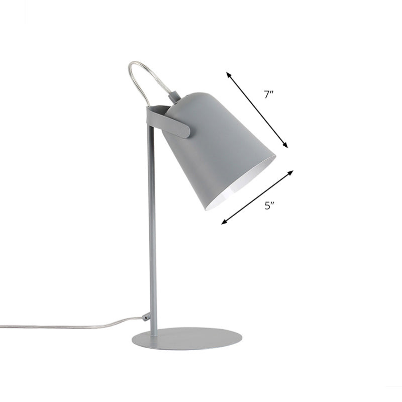 Adjustable Barre Shade Desk Lamp Macaron Style Metallic 1 Light Bedroom Standing Desk Light in Black/Grey Clearhalo 'Lamps' 'Table Lamps' Lighting' 170835