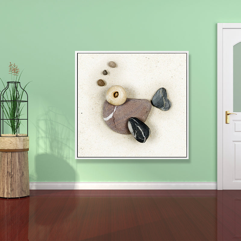 Soft Color Fish Pattern Canvas Textured Wall Print for Kids Bedroom, Multiple Sizes Brown Clearhalo 'Art Gallery' 'Canvas Art' 'Kids' Arts' 1708351