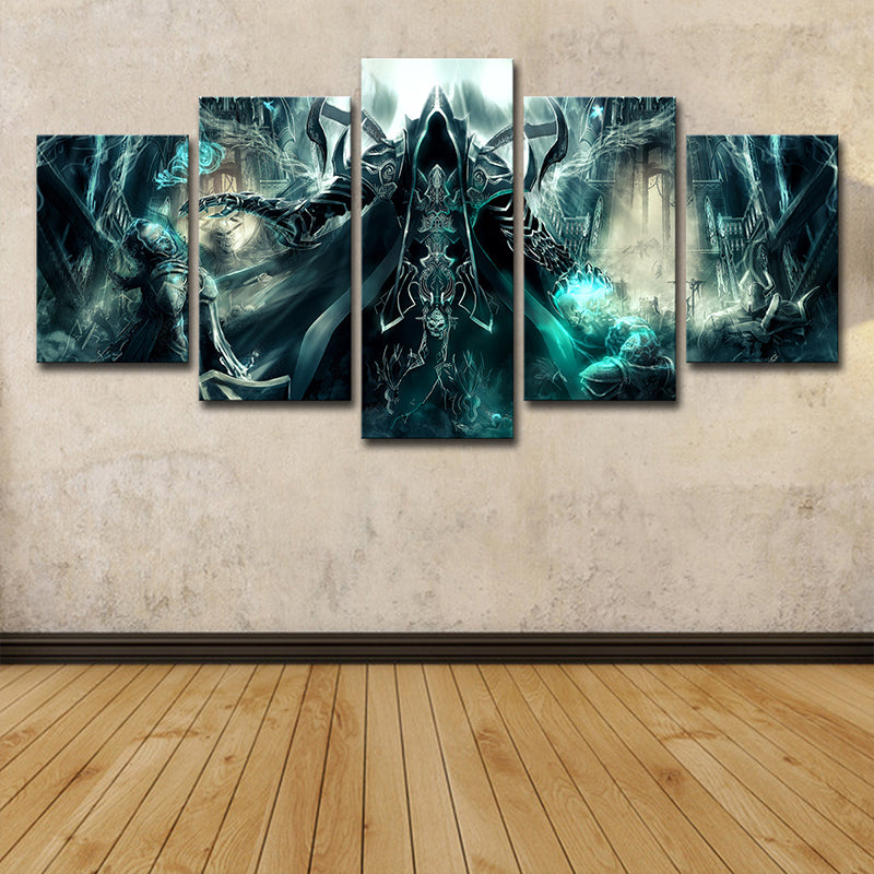 Green Dead War Wall Art Print Game Scene Kids Multi-Piece Canvas for Boys Bedroom Clearhalo 'Art Gallery' 'Canvas Art' 'Kids' Arts' 1708385