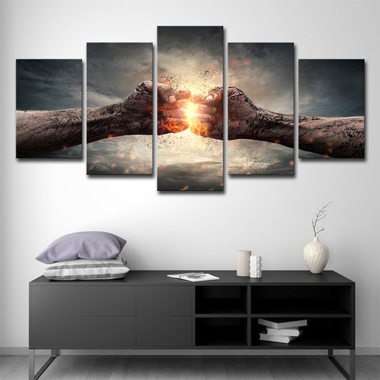 Contemporary Fists Print Wall Art Brown and Gold Multi-Piece Canvas for Dining Room Clearhalo 'Art Gallery' 'Canvas Art' 'Contemporary Art Gallery' 'Modern' Arts' 1708391