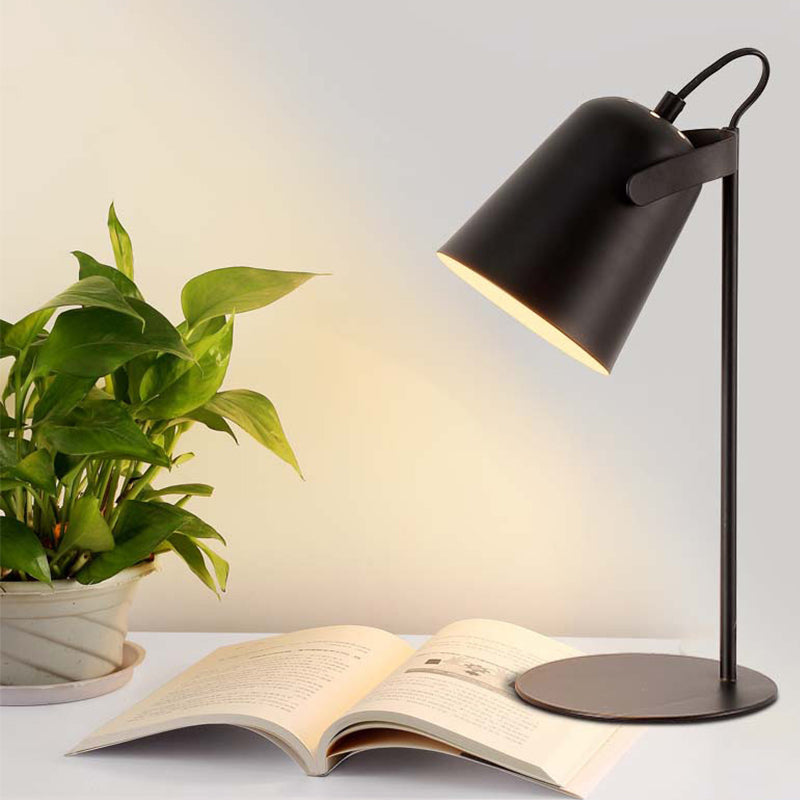 Adjustable Barre Shade Desk Lamp Macaron Style Metallic 1 Light Bedroom Standing Desk Light in Black/Grey Clearhalo 'Lamps' 'Table Lamps' Lighting' 170840