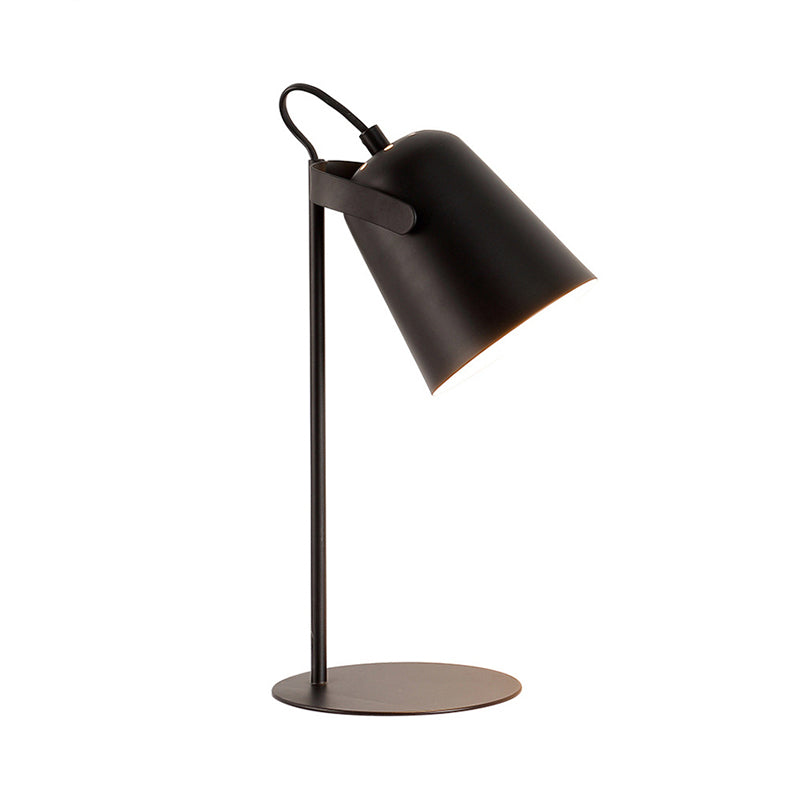 Adjustable Barre Shade Desk Lamp Macaron Style Metallic 1 Light Bedroom Standing Desk Light in Black/Grey Clearhalo 'Lamps' 'Table Lamps' Lighting' 170841