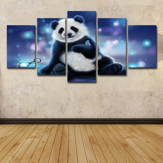 Black and White Panda Canvas Art Multi-Piece Wall Decor on Purple for Family Room Clearhalo 'Art Gallery' 'Canvas Art' 'Contemporary Art Gallery' 'Modern' Arts' 1708434