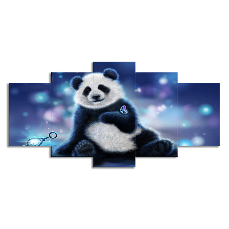 Black and White Panda Canvas Art Multi-Piece Wall Decor on Purple for Family Room Clearhalo 'Art Gallery' 'Canvas Art' 'Contemporary Art Gallery' 'Modern' Arts' 1708436