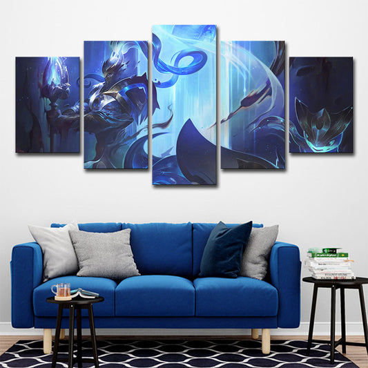 League of Legends Character Art Print Multi-Piece Kid Boys Room Wall Decor in Blue Blue Clearhalo 'Art Gallery' 'Canvas Art' 'Kids' Arts' 1708455