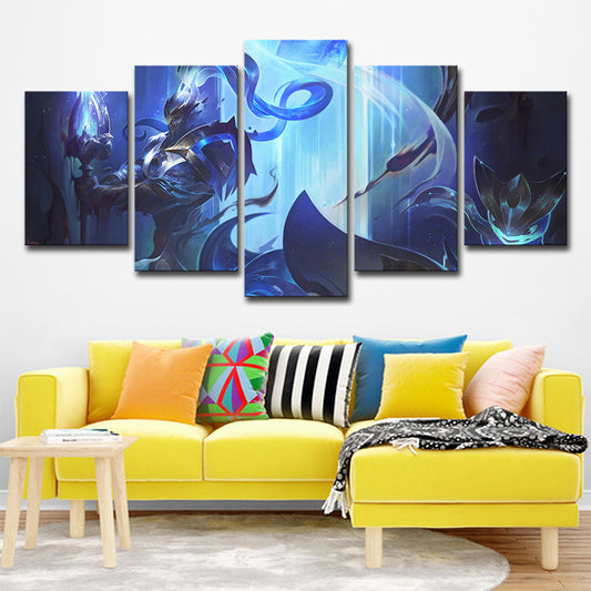 League of Legends Character Art Print Multi-Piece Kid Boys Room Wall Decor in Blue Clearhalo 'Art Gallery' 'Canvas Art' 'Kids' Arts' 1708457
