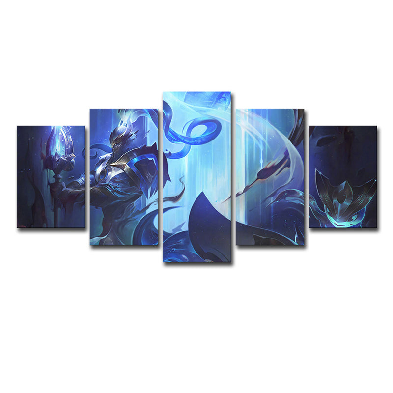 League of Legends Character Art Print Multi-Piece Kid Boys Room Wall Decor in Blue Clearhalo 'Art Gallery' 'Canvas Art' 'Kids' Arts' 1708458