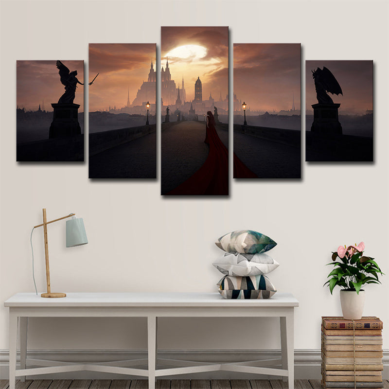Brown Angel and Demon Wall Art Multi-Piece Modernism Teenage Bedroom Canvas Print Clearhalo 'Art Gallery' 'Canvas Art' 'Kids' Arts' 1708463