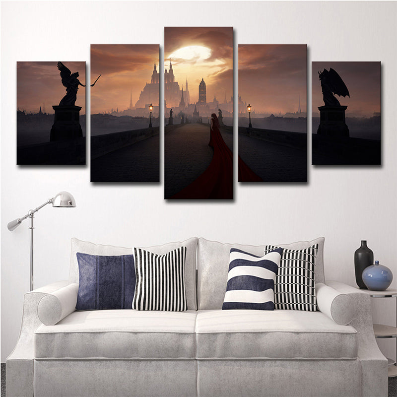 Brown Angel and Demon Wall Art Multi-Piece Modernism Teenage Bedroom Canvas Print Clearhalo 'Art Gallery' 'Canvas Art' 'Kids' Arts' 1708464