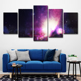 Sci-Fi Starry Night Art Print Canvas Multi-Piece Purple Wall Decoration for Living Room Purple