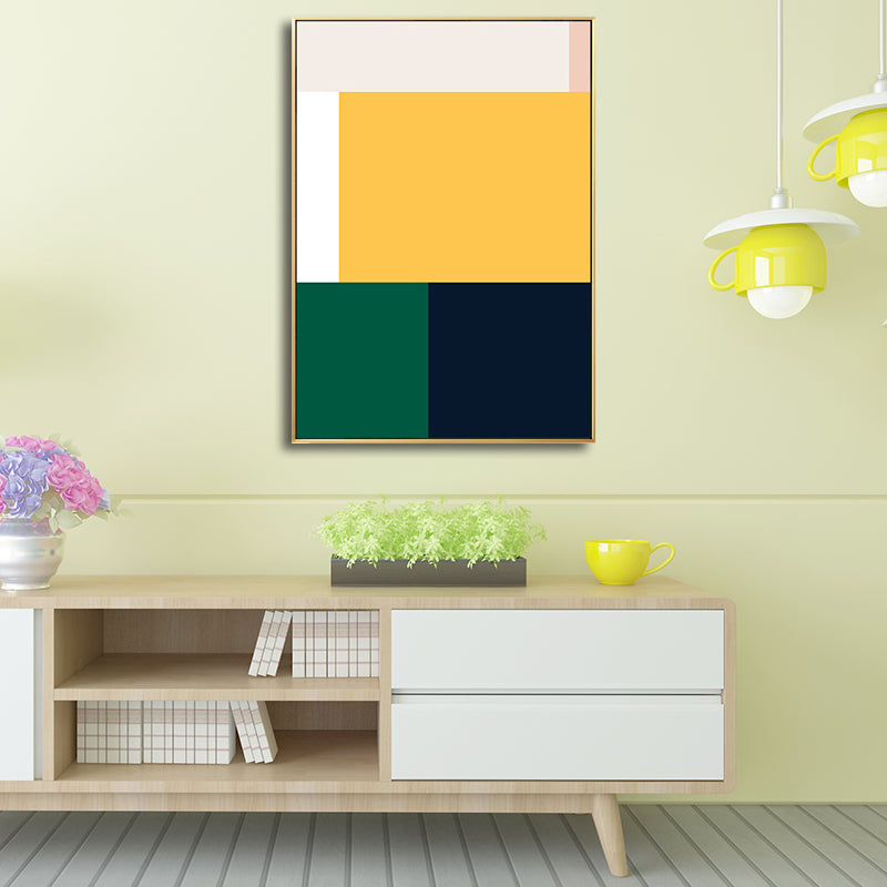 Scandinavian Geometry Wall Decor Canvas Textured Yellow Painting for Living Room Clearhalo 'Arts' 'Canvas Art' 1708499