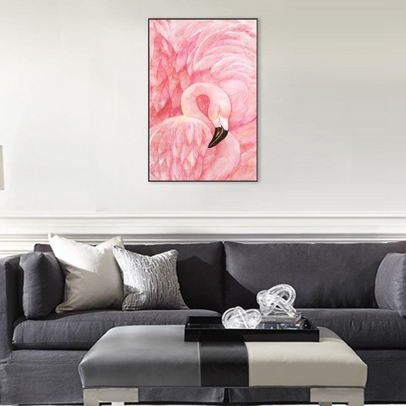 Flamingo Pattern Wall Decor in Pastel Color Tropical Style Painting for Living Room Clearhalo 'Art Gallery' 'Canvas Art' 'Coastal Art Gallery' 'Tropical' Arts' 1708541