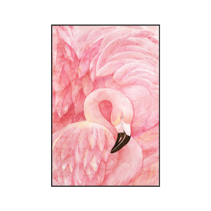 Flamingo Pattern Wall Decor in Pastel Color Tropical Style Painting for Living Room Clearhalo 'Art Gallery' 'Canvas Art' 'Coastal Art Gallery' 'Tropical' Arts' 1708543
