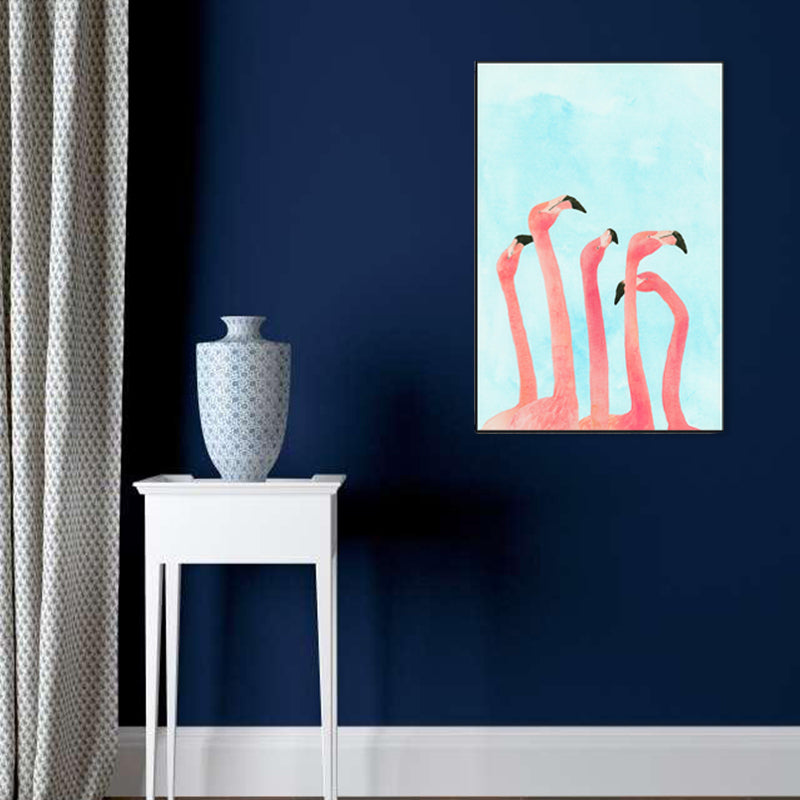 Flamingo Pattern Wall Decor in Pastel Color Tropical Style Painting for Living Room Clearhalo 'Art Gallery' 'Canvas Art' 'Coastal Art Gallery' 'Tropical' Arts' 1708548