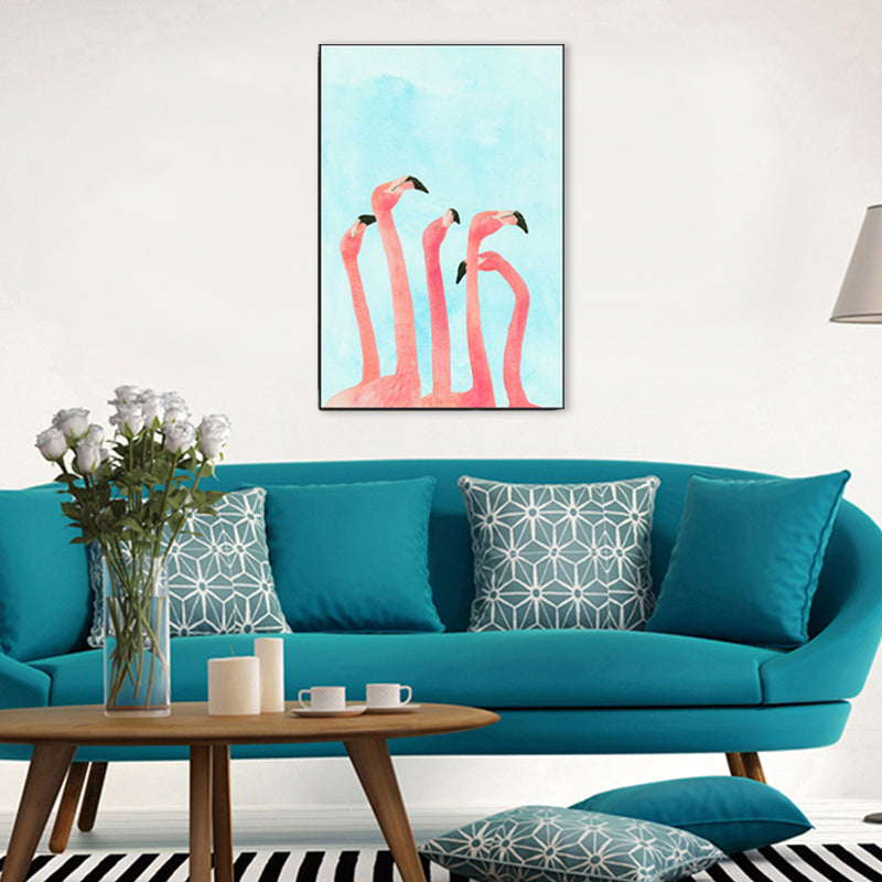 Flamingo Pattern Wall Decor in Pastel Color Tropical Style Painting for Living Room Clearhalo 'Art Gallery' 'Canvas Art' 'Coastal Art Gallery' 'Tropical' Arts' 1708549