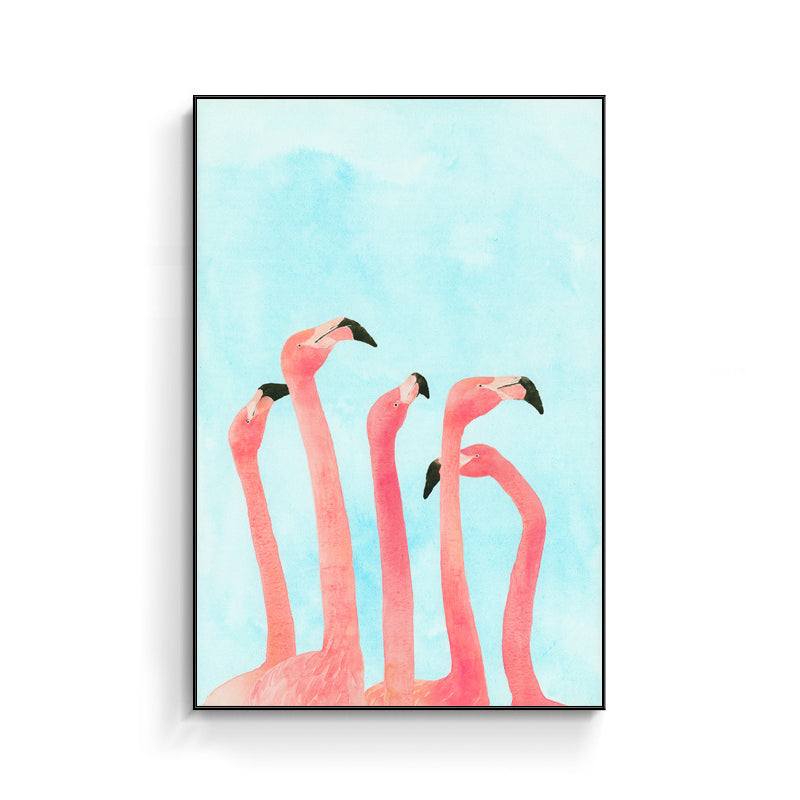 Flamingo Pattern Wall Decor in Pastel Color Tropical Style Painting for Living Room Clearhalo 'Art Gallery' 'Canvas Art' 'Coastal Art Gallery' 'Tropical' Arts' 1708550