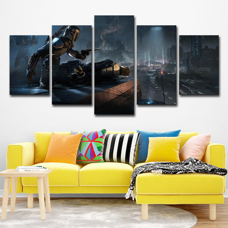 Digital Print Star Wars Canvas Wall Art for Boys Bedroom, Dark Blue, Multi-Piece Clearhalo 'Art Gallery' 'Canvas Art' 'Kids' Arts' 1708552