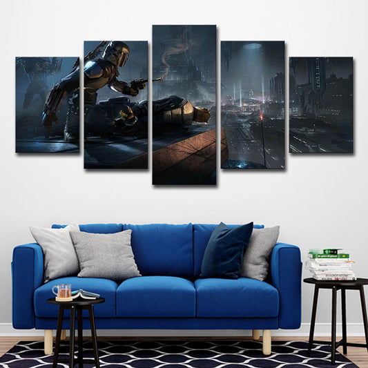 Digital Print Star Wars Canvas Wall Art for Boys Bedroom, Dark Blue, Multi-Piece Clearhalo 'Art Gallery' 'Canvas Art' 'Kids' Arts' 1708553