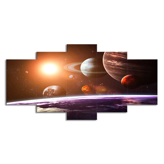 Sci-Fi Planets Wall Art Black and Gold Multi-Piece Canvas Print for House Interior Clearhalo 'Art Gallery' 'Canvas Art' 'Kids' Arts' 1708568
