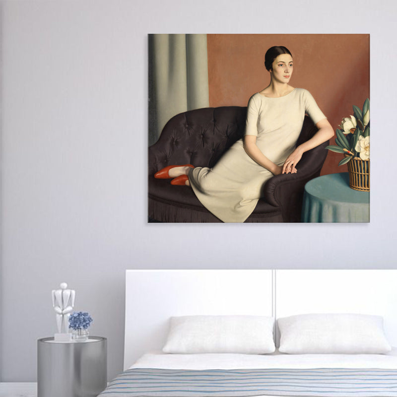 Woman's Portrait Wall Decor Textured Traditional Living Room Canvas Print in White White Clearhalo 'Art Gallery' 'Canvas Art' 'Traditional' Arts' 1708578