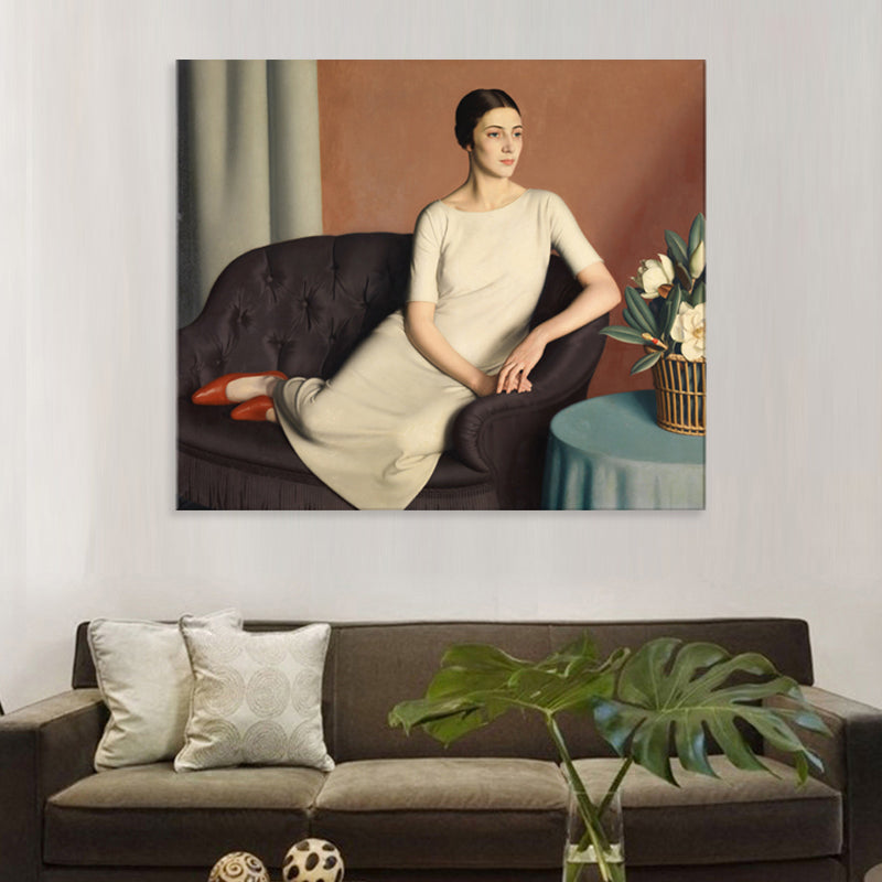 Woman's Portrait Wall Decor Textured Traditional Living Room Canvas Print in White Clearhalo 'Art Gallery' 'Canvas Art' 'Traditional' Arts' 1708579