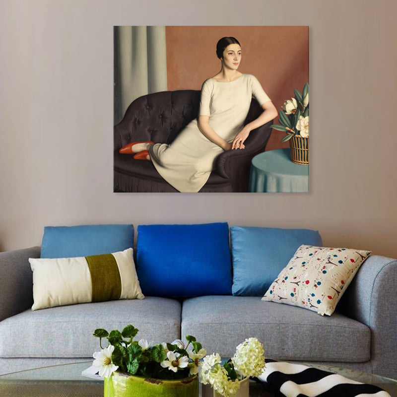 Woman's Portrait Wall Decor Textured Traditional Living Room Canvas Print in White Clearhalo 'Art Gallery' 'Canvas Art' 'Traditional' Arts' 1708580