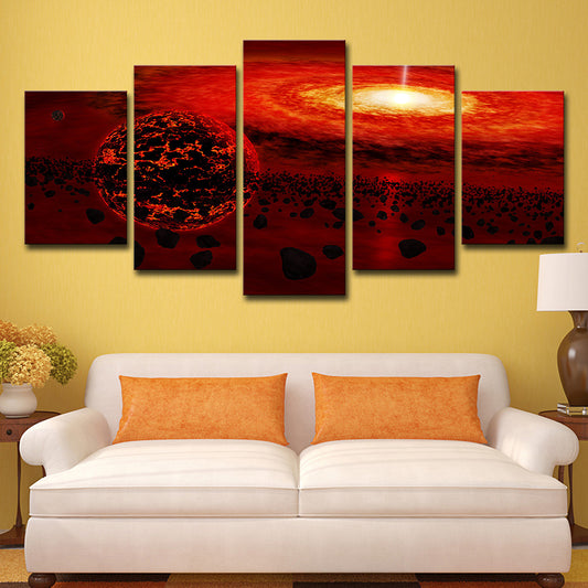 Red Universe Landscape Wall Art Decor Multi-Piece Canvas Print for Teenage Bedroom Red Clearhalo 'Art Gallery' 'Canvas Art' 'Kids' Arts' 1708585