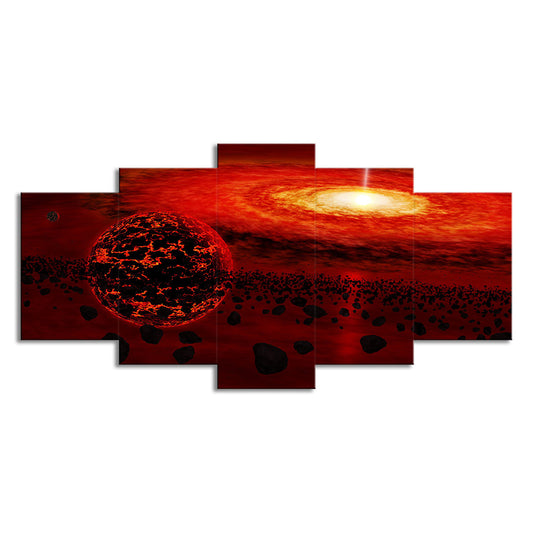 Red Universe Landscape Wall Art Decor Multi-Piece Canvas Print for Teenage Bedroom Clearhalo 'Art Gallery' 'Canvas Art' 'Kids' Arts' 1708588