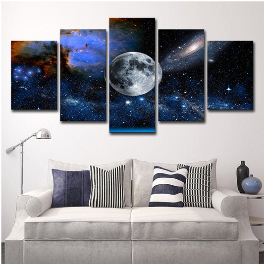 Multi-Piece Cosmos View Art Print Canvas Science Fiction Wall Decor for Teens Room Dark Blue Clearhalo 'Art Gallery' 'Canvas Art' 'Kids' Arts' 1708592