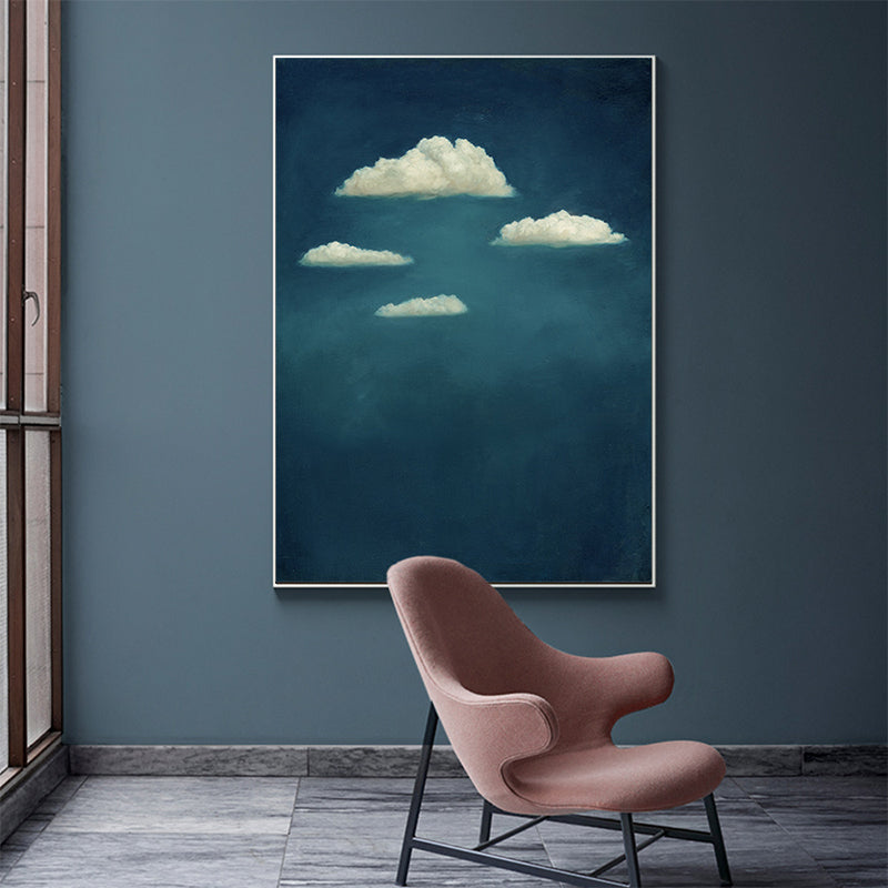 Blue Cloud Canvas Wall Art Cartoon Textured Painting for Dining Room, Multiple Sizes Blue Design 2 Clearhalo 'Art Gallery' 'Canvas Art' 'Kids' Arts' 1708606