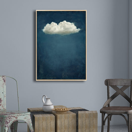 Blue Cloud Canvas Wall Art Cartoon Textured Painting for Dining Room, Multiple Sizes Blue Design 1 Clearhalo 'Art Gallery' 'Canvas Art' 'Kids' Arts' 1708613