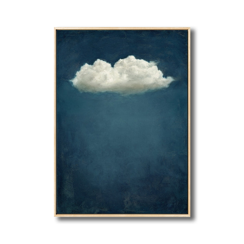 Blue Cloud Canvas Wall Art Cartoon Textured Painting for Dining Room, Multiple Sizes Clearhalo 'Art Gallery' 'Canvas Art' 'Kids' Arts' 1708616