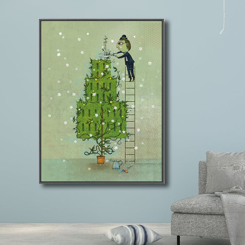 Kids Boy Trimming Drawing Art Print Pastel Color Childrens Bedroom Canvas for Decor Clearhalo 'Art Gallery' 'Canvas Art' 'Kids' Arts' 1708618