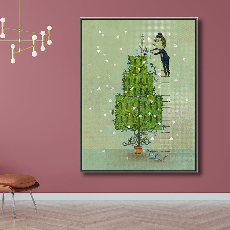Kids Boy Trimming Drawing Art Print Pastel Color Childrens Bedroom Canvas for Decor Clearhalo 'Art Gallery' 'Canvas Art' 'Kids' Arts' 1708619