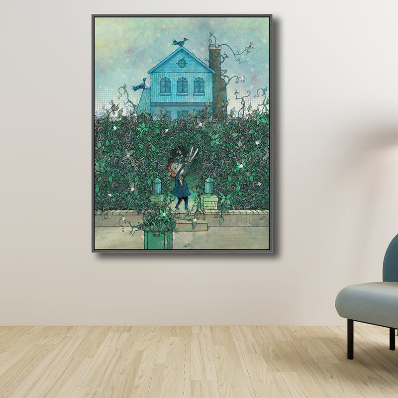 Kids Boy Trimming Drawing Art Print Pastel Color Childrens Bedroom Canvas for Decor Clearhalo 'Art Gallery' 'Canvas Art' 'Kids' Arts' 1708625