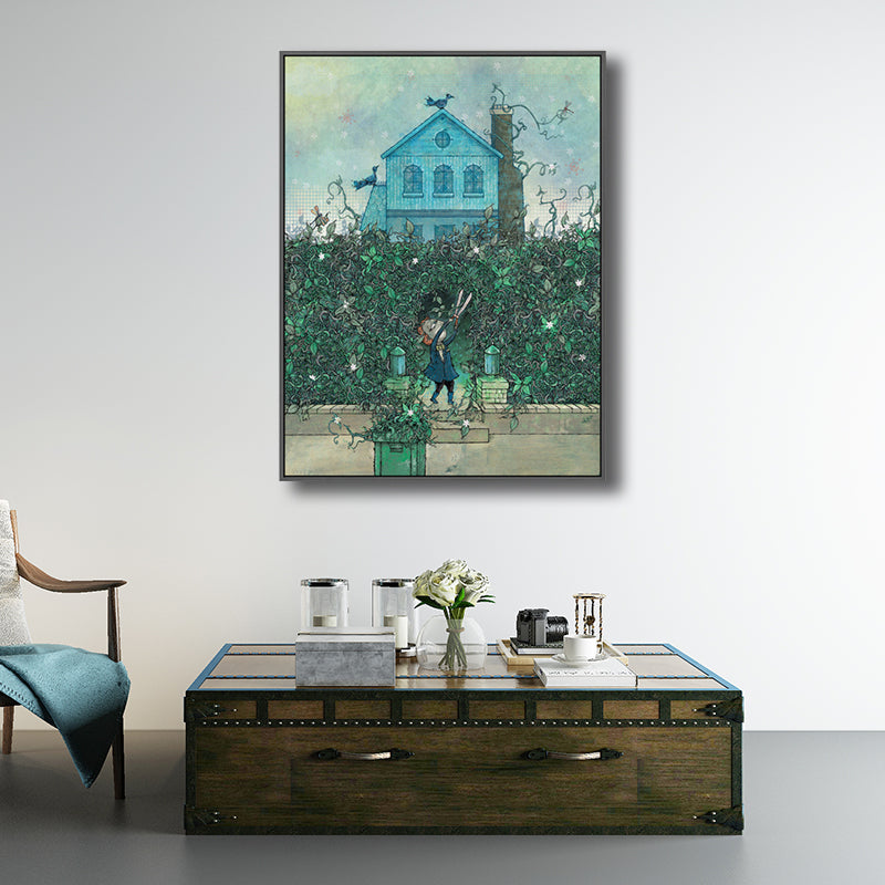 Kids Boy Trimming Drawing Art Print Pastel Color Childrens Bedroom Canvas for Decor Clearhalo 'Art Gallery' 'Canvas Art' 'Kids' Arts' 1708626