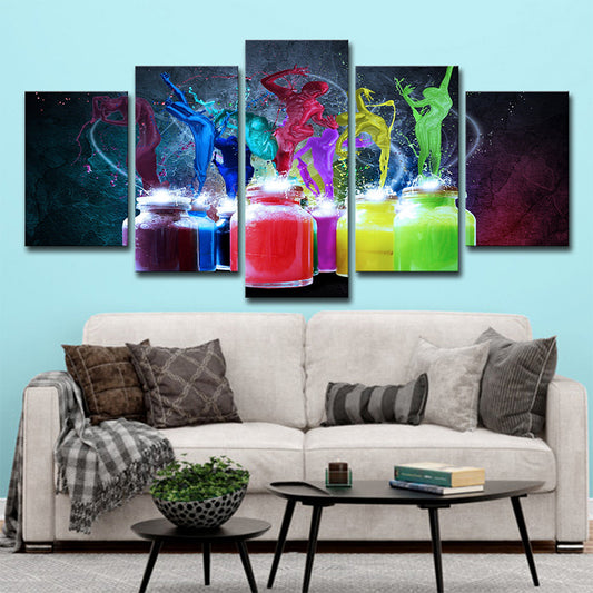 Modern Creative Dance Canvas Art Blue and Red Paint Boxes Wall Decor for Living Room Blue Clearhalo 'Art Gallery' 'Canvas Art' 'Contemporary Art Gallery' 'Modern' Arts' 1708646