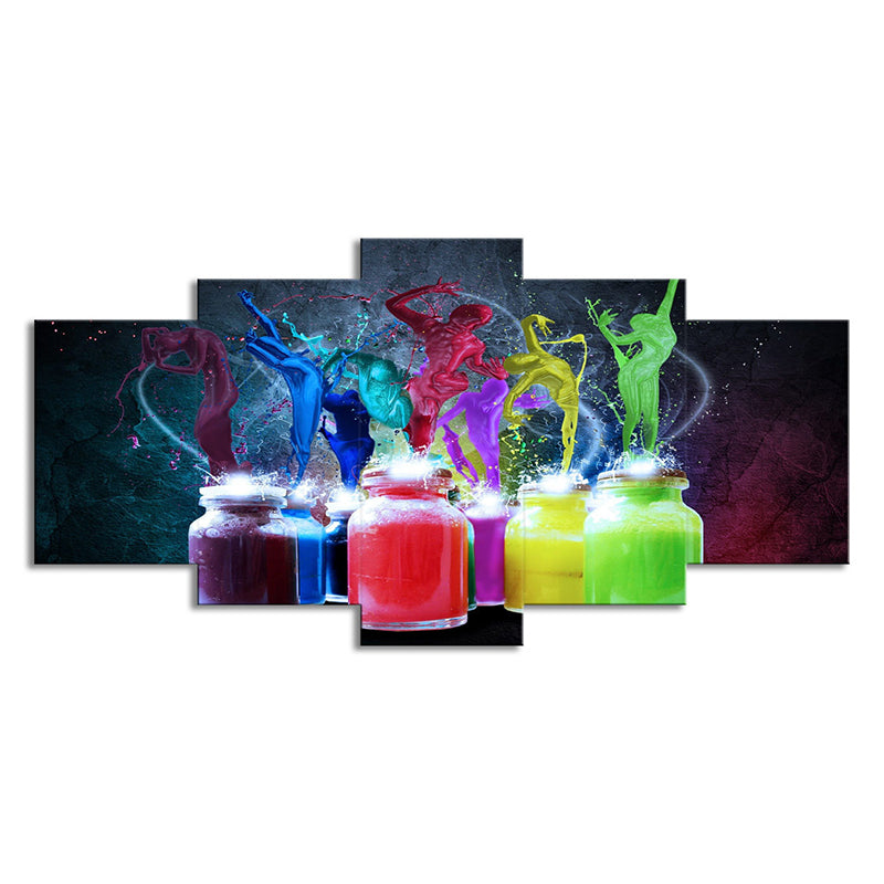 Modern Creative Dance Canvas Art Blue and Red Paint Boxes Wall Decor for Living Room Clearhalo 'Art Gallery' 'Canvas Art' 'Contemporary Art Gallery' 'Modern' Arts' 1708649