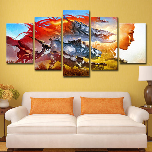 Kids Fantasy Game Character Canvas Orange Multi-Piece Wall Art Decor for Living Room Orange Clearhalo 'Art Gallery' 'Canvas Art' 'Kids' Arts' 1708653