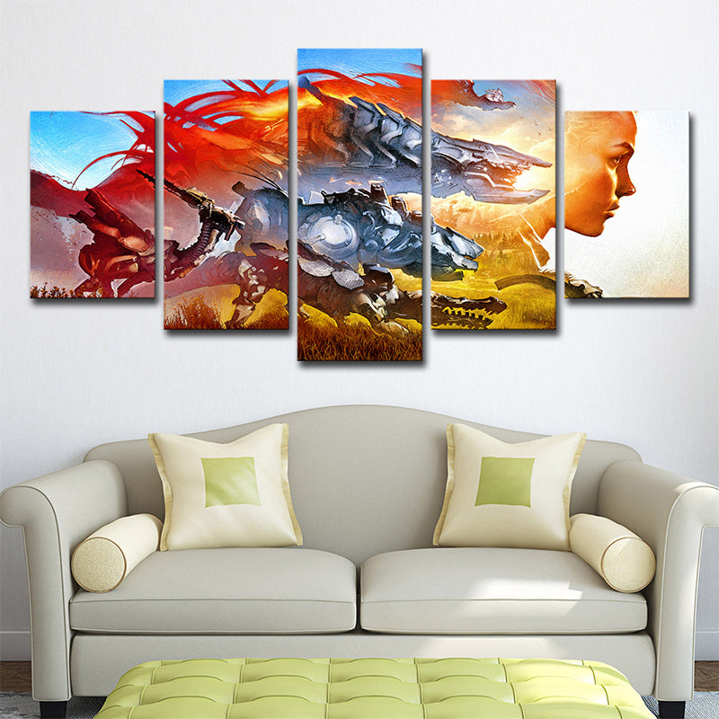 Kids Fantasy Game Character Canvas Orange Multi-Piece Wall Art Decor for Living Room Clearhalo 'Art Gallery' 'Canvas Art' 'Kids' Arts' 1708654