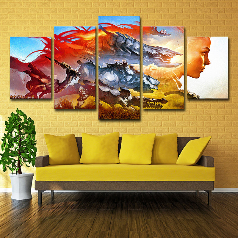 Kids Fantasy Game Character Canvas Orange Multi-Piece Wall Art Decor for Living Room Clearhalo 'Art Gallery' 'Canvas Art' 'Kids' Arts' 1708655
