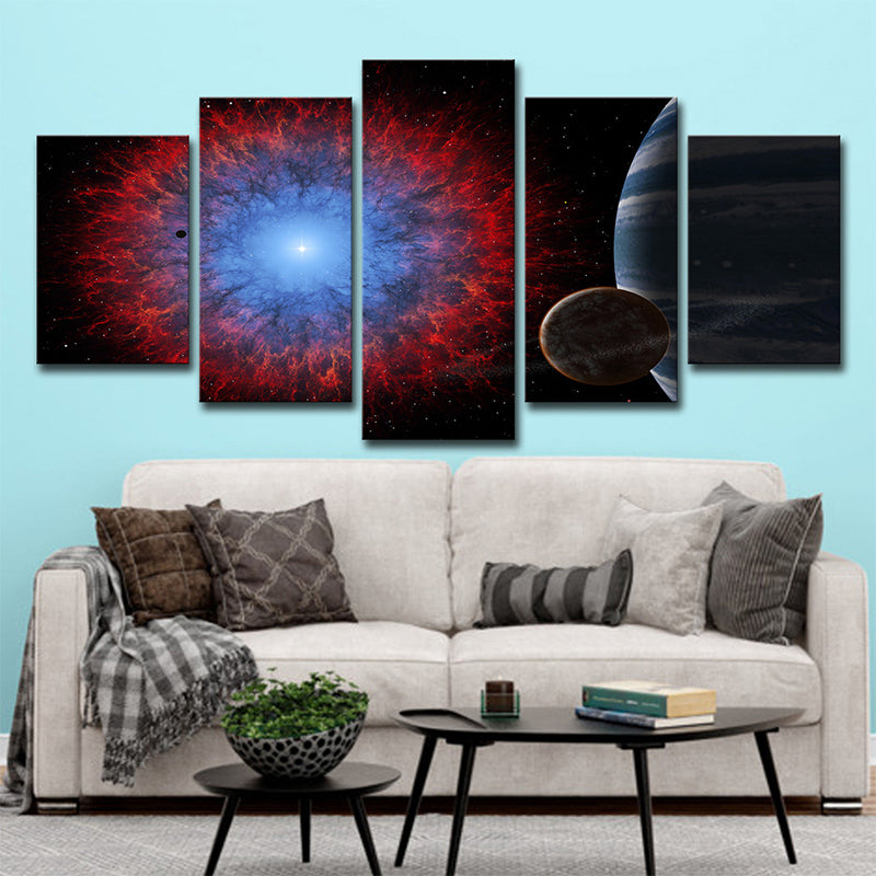 Multi-Piece Universe Planet Art Print Canvas Science Fiction Wall Decor for Home White Clearhalo 'Art Gallery' 'Canvas Art' 'Kids' Arts' 1708660