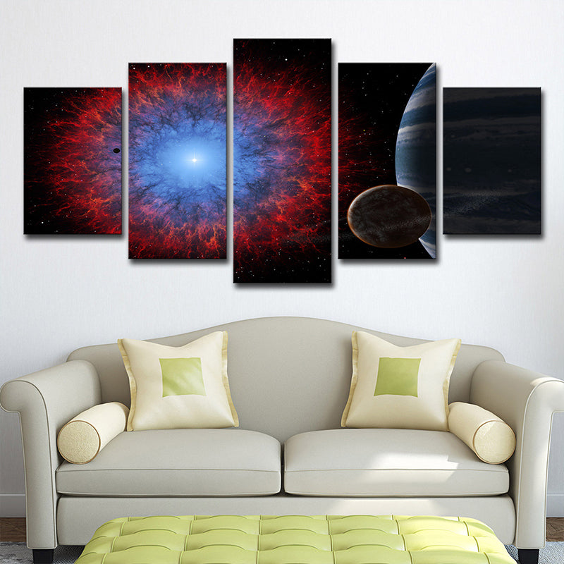 Multi-Piece Universe Planet Art Print Canvas Science Fiction Wall Decor for Home Clearhalo 'Art Gallery' 'Canvas Art' 'Kids' Arts' 1708661